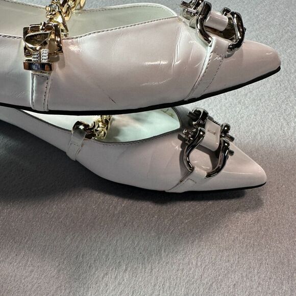 Jeffrey‎ Campbell Lavinia Flats Womens 8.5 White Leather Point Toe Horsebit - Picture 9 of 9